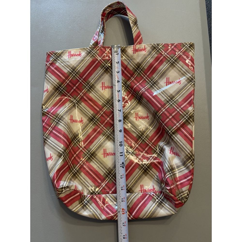 Harrods Tote Bag Pink‎ Plaid Vintage  **Read** - Picture 3 of 7